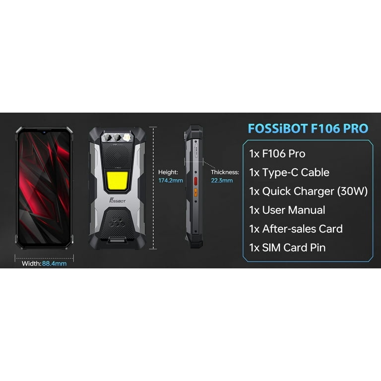 FOSSiBOT Rugged Smartphone F106 Pro Unlocked 15GB+256GB Android 14