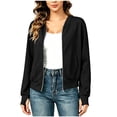 thumbnail image 2 of Yotami Womens Zip Up Jacket with Pocket, Long Sleeve Fall Casual Clothes with Thumb Hole Lightweight Outerwear Coat, 2 of 5