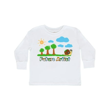 

Inktastic Painting Snail Future Artist with Trees and Clouds Gift Toddler Boy or Toddler Girl Long Sleeve T-Shirt