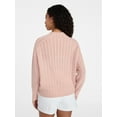 thumbnail image 4 of Time and Tru Women's Pointelle Mock Neck Sweater with Long Sleeves, Lightweight, Sizes, XS-XXXL, 4 of 6