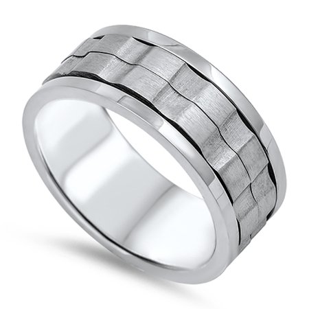 Spinner Men's Wedding Ring 316L Stainless Steel Gear Mechanic Band Size