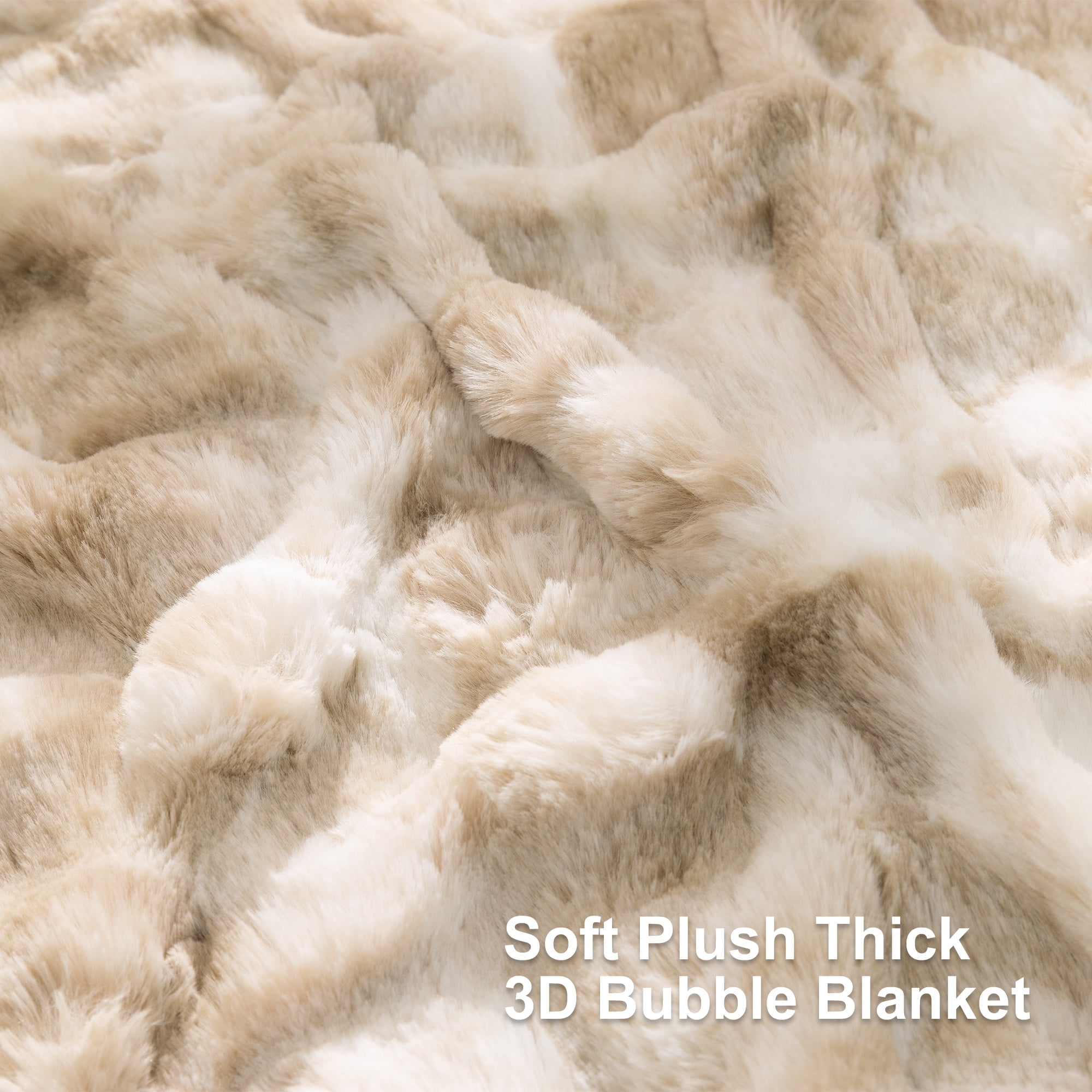 MJIAexp Faux Fur Throw Blanket for Couch, Cozy Soft Plush Thick Fuzzy Comfy Bubble Blanket and Fuzzy Plush Rabbit Fur Blanket for Sofa Bedroom Living Room, 90" x 90"-Tie-dye coffee