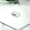 thumbnail image 4 of Gem Stone King 10K White Gold Pink Created Sapphire Blue Created Sapphire and White Diamond Accent 3-Stone Engagement Ring for Women (1.14 Cttw, Round 6MM, Gemstone September Birthstone, Size 5), 4 of 5