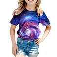 thumbnail image 3 of Space Galaxy Shirts Toddler Girls 3D Graphic Printed T-Shirts Short Sleeve Casual Crewneck T-Shirt Funny Colorful Shirt Oversized Kids Tops R03-Purple 4-5 Years, 3 of 3