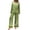 Green, variant on Women's Satin Silk Pajamas Sets Soft 2 Piece Long Sleeve Pjs Sets V Neck Button Shirts Wide Leg Pants Ladies Loose Fit Floral Printed Sleepwear Lounge Sets Black1 L