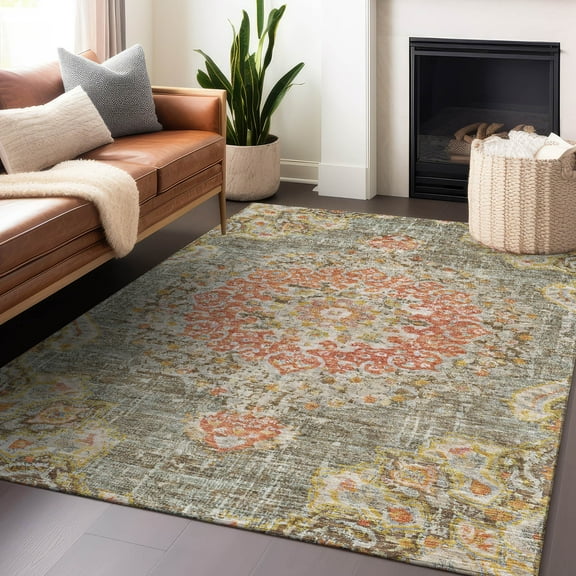 Addison Rugs Chantille Indoor/Outdoor Transitional Geometric, Abstract Brown Washable Rectangle Rug, 5' x 7'6"