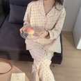 thumbnail image 2 of 2024 ropa de dormir pijamas coreanos mujeres verano lindo corazón estampado pijamas manga larga Pijama conjunto femenino bata cárdigan traje, 2 of 5