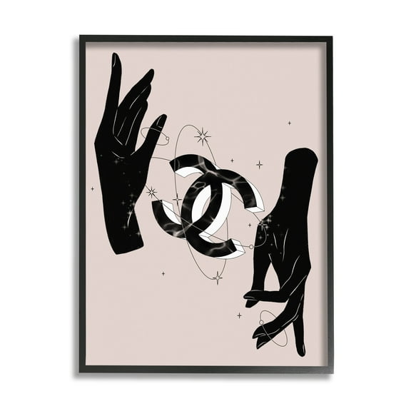 Stupell Industries Chic Hands Silhouette Surrounding Glam Fashion Emblem Graphic Art Black Framed Art Print Wall Art, Design by Ziwei Li