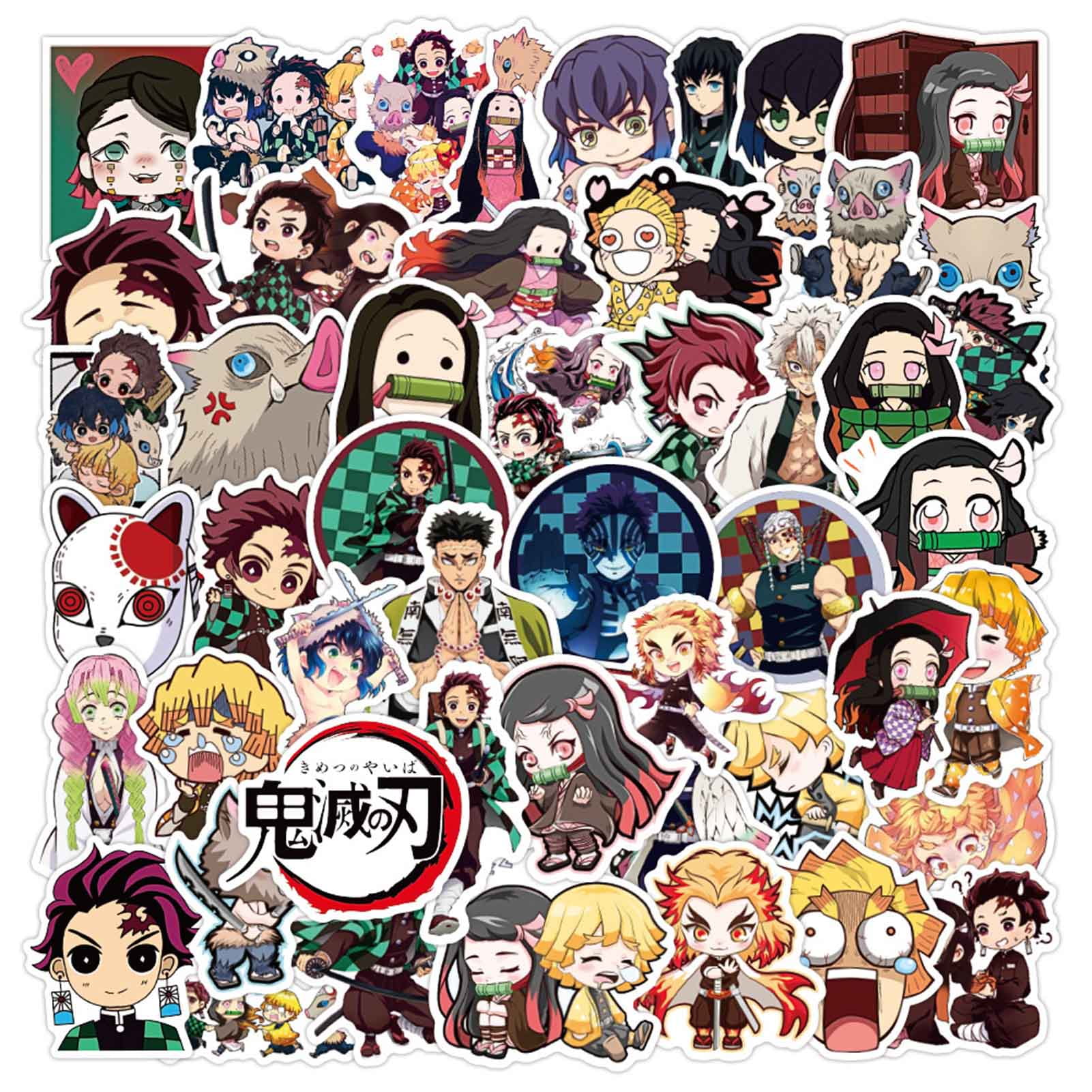 Cyan Oak 50pcs Anime Demon Slayer Kimetsu No Yaiba Sticker Pvc Skateboard Luggage Motorcycle Guitar Kid Boy Waterproof Sticker Walmart Com Walmart Com