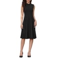 thumbnail image 2 of INSPIRE CHIC Work Dresses for Women's 2025 Mock Neck Sleeveless A Line Midi Dress XS Black, 2 of 6
