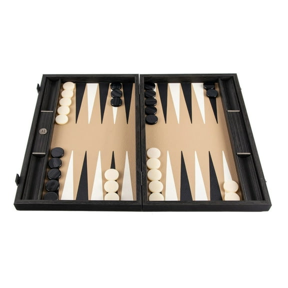 Manopoulos Mocha Brown Leatherette Backgammon Set (19-inch)