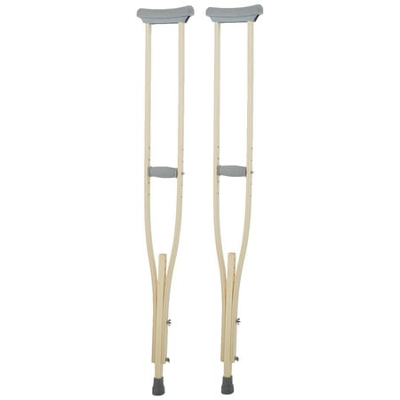 Sammons Preston Wooden Crutches, Adult Size, Adjustable Height, 1 Pair