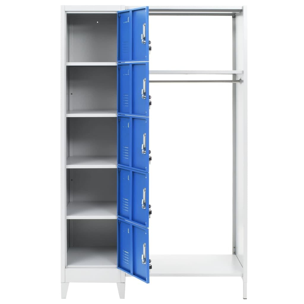 Kepooman Storage Cabinet with Coat Rack for Office Kitchen, Blue Kepooman Storage Cabinet with Coat Rack for Office Kitchen, Blue