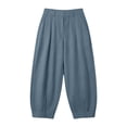 thumbnail image 3 of Casual Pants for Women Fashion High Waisted Loose Fit Cotton Linen Style Wide Leg Trousers with Pockets, 3 of 6