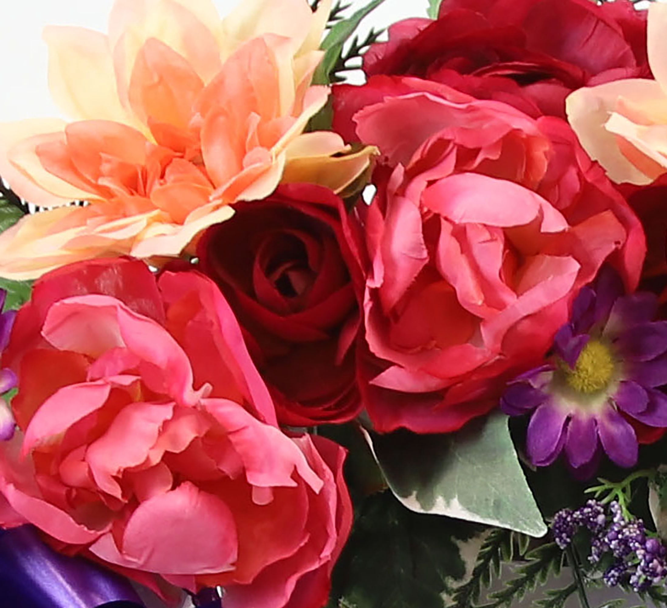 Memorial Peony Ranunculus & Dahlia Cemetery Wreath - N/A Burgandy, Fuschia, Pink, Purple