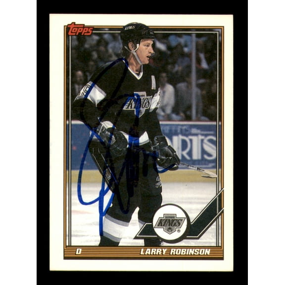 Larry Robinson Autographed 1991-92 Topps Card #458 Los Angeles Kings SKU #248157