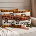 thumbnail image 2 of Orange Black Truck Fall Outdoor Waterproof Pillow Covers, Thanksgiving Plaid Vintage Rustic Decorative Square Throw Pillowcase Sofa Cushion Sham for Patio/Couch/Chair, 16"x16" 2 Pack, 2 of 8
