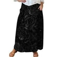thumbnail image 2 of Mqqzkk Women's A-Line Midi Skirt Fashion Flower Printed Skirts with Pockets High Waist Flared Below The Knee Skirts, 2 of 5