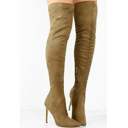 

Uinagy Women Shoes Fashion Knee Long Boots High Heels Over Knee Pleated Suede Long Boots