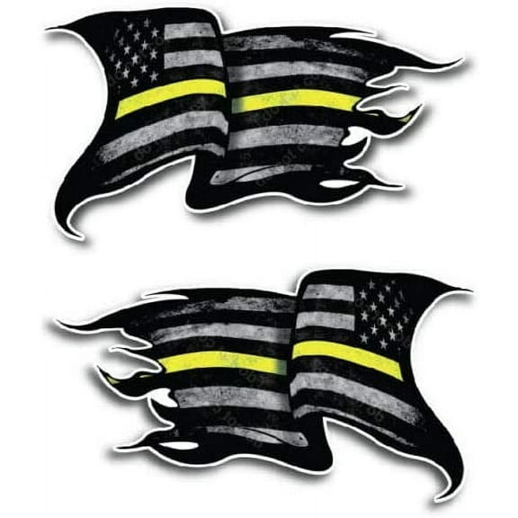 Thin Gold Yellow Line USA American Flag Vinyl Decal Sticker Reverse Car Truck Window