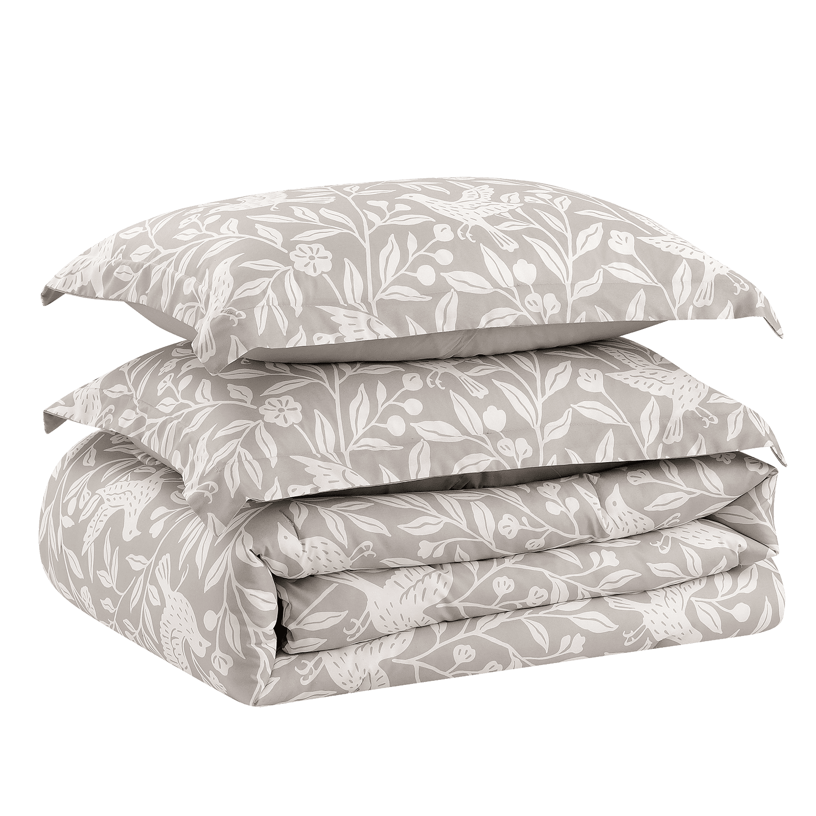Notticasa 3-Piece Printed Comforter Sets,Gray,Tiwn,Features a Floral and Peacebird Design, Including a Quilt Cover and Pillowcases