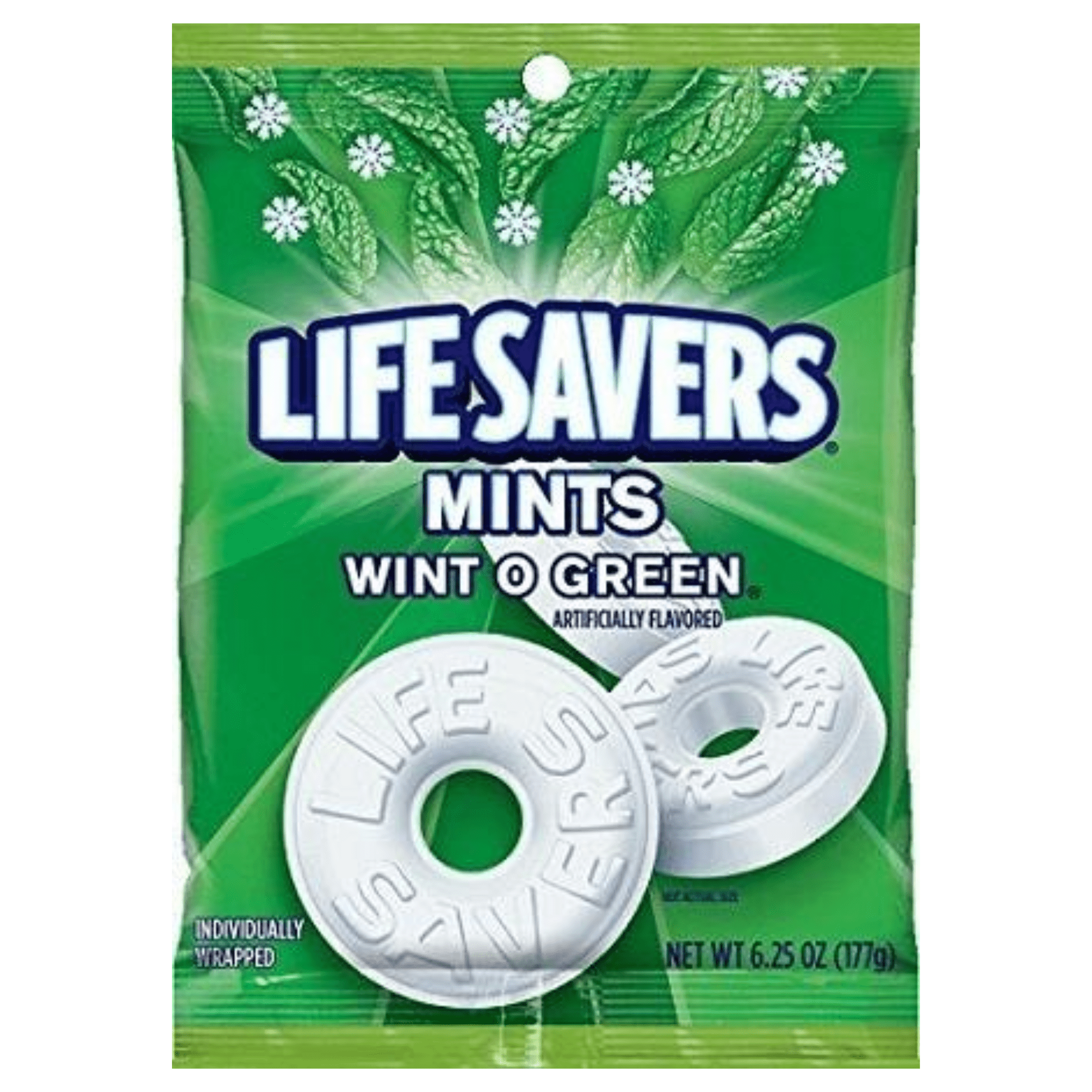 LIFE SAVERS WINT-O-GREEN Bag 6.25 Ounce Fresh Individually Wrapped (Pack of 12 BOXED CASE) Great For Convenience Stores Retailers Or Just Stock Up.