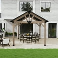thumbnail image 2 of Mondawe 10'x12' Wood Gazebo Cedar Framed Wooden Gazebo Patio Steel Hardtop Gazebo with Galvanized Steel Gable Hardtop Roof for Patio Lawn Backyard, 2 of 10
