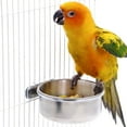 thumbnail image 3 of Small Animals Parakeet Lovebird Finches Hanging Stainless Steel Food Dish Clamp-on Parrot Feeding Bowl Cage Cup Water Drinker Bird Feeder 14CM, 3 of 8