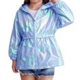thumbnail image 2 of YunPes Toddler Girls Metallic Shiny Jacket Zip-Up Hooded Windbreaker with Elastic Waist Y2K Trendy Glitter Outdoor Clothes, 2 of 6