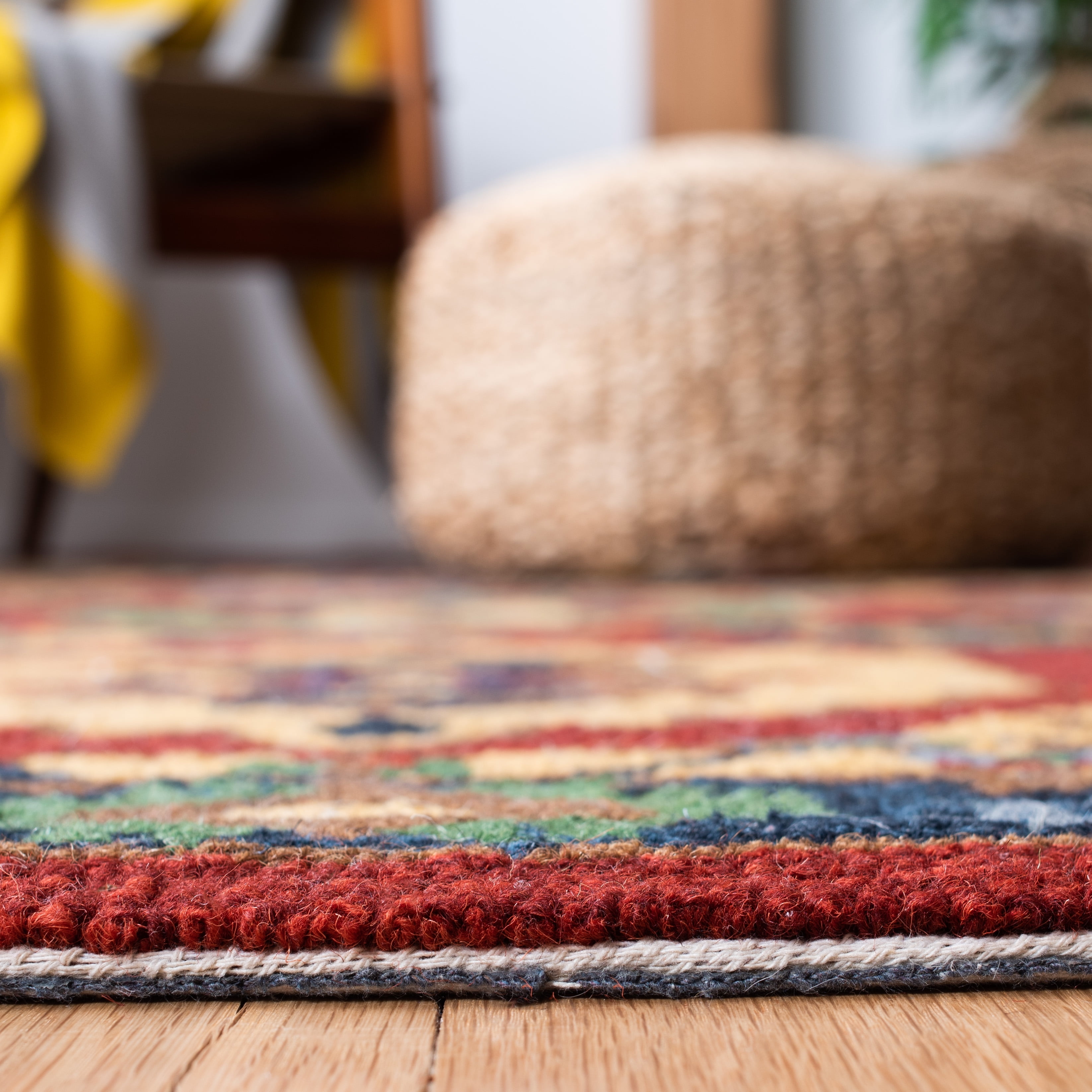 SAFAVIEH Heritage Fion Tribal Wool Area Rug, Red/Gold, 6' x 6' Square