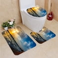 thumbnail image 1 of JSDART Panoramic View a Coastal Lagoon in Tropical Island 3 Piece Bathroom Rugs Set Bath Rug Contour Mat and Toilet Lid Cover, 1 of 2
