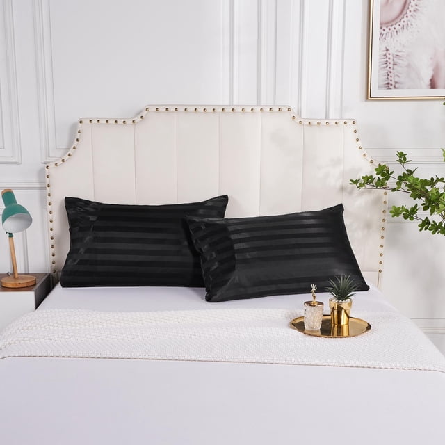 Fun de almoha de para el cabello y Rayas súper suaves Fun de almoha cómo para el dormitorio Casa Hotel Bo Lavable a , negro Yotijar Funda de almohada larga