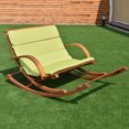 thumbnail image 1 of Costway Patio Wood 2 Person Rocking Lounge Chair Slat Porch Furni W/ Cushion, 1 of 7