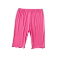 thumbnail image 4 of Ticikt Girls' Capri Leggings, Candy Color Ruffle Kids Stretchy Half-Length Pants,Hot Pink,Size:7-8 Years, 4 of 6