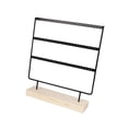 thumbnail image 3 of Creative Wrought Iron Earrings Holder with Wood Base Earstuds Display Rack Jewelry Organizer (Black), 3 of 6