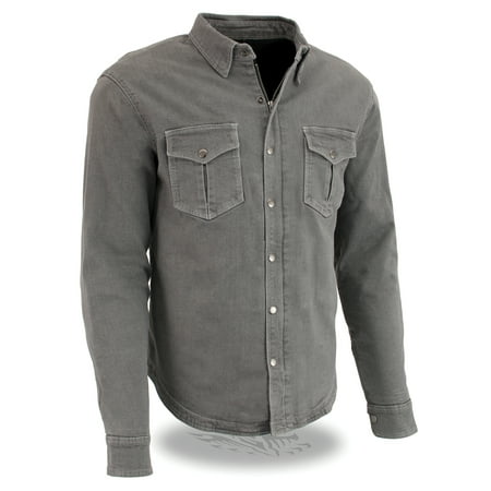 men's milwaukee performance armored denim biker shirt with aramid by dupont fibers