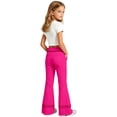 thumbnail image 2 of Glisme Girl'S Uniform Pant Back To School Elastic Waist Leggings Straight Leg Solid Color Flare Trousers 5-6 Years Hot Pink, 2 of 5