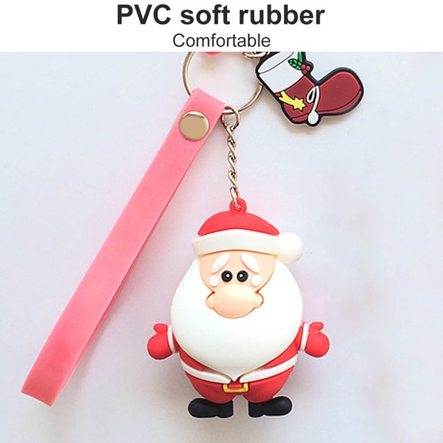 facefd Keychain Christmas Themed Silicone Pendant Key Ring Christmas key ring Bag Decorative Attachment Alloy Keychain, Type 6
