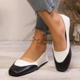 thumbnail image 6 of hoksml Women's Two-Tone Square Toe Flats, Low Wedge Heel, Casual Office Dress Shoes, 6 of 8