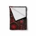 thumbnail image 2 of Christmas Soft Flannel Fleece Throw Blanket, Abstract Floral Background Traditional Ornaments Lines Dots Yuletide, Cozy Plush for Indoor and Outdoor Use, 50" x 60", Yellow Ruby Burgundy, by Ambesonne, 2 of 6