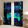 thumbnail image 2 of Gaming Curtains & Drapes Gamer 30%-50% Blackout Curtains ,Video Game Console Gaming Window Curtains Bedroom Decor,Gamepad Black Teal Blue Tie Dye Window Treatments, 2 of 6