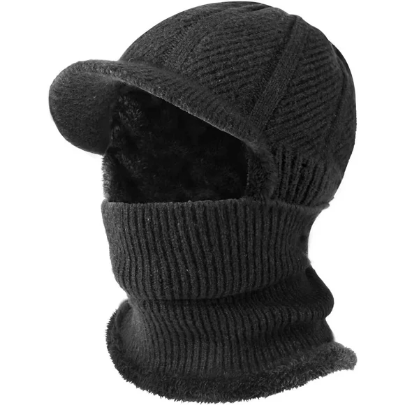 QKURT Winter Knitted Balaclava Beanie Hat Warm Cycling Ski Mask, Women Windproof Hood, Balaclavas Heavyweight Thermal Fleece
