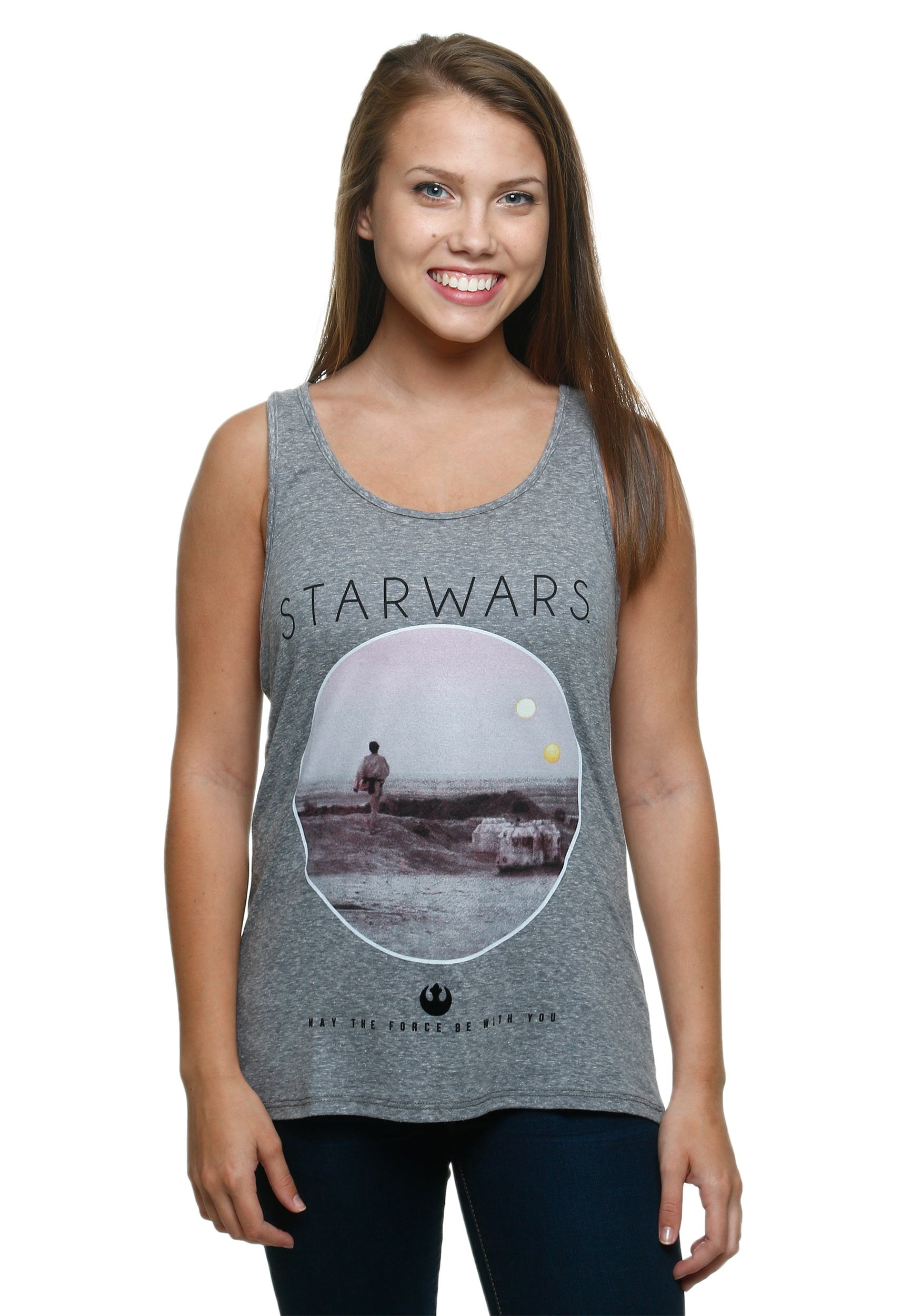 Star Wars Photoreal Circle Womens Gray Tank Top