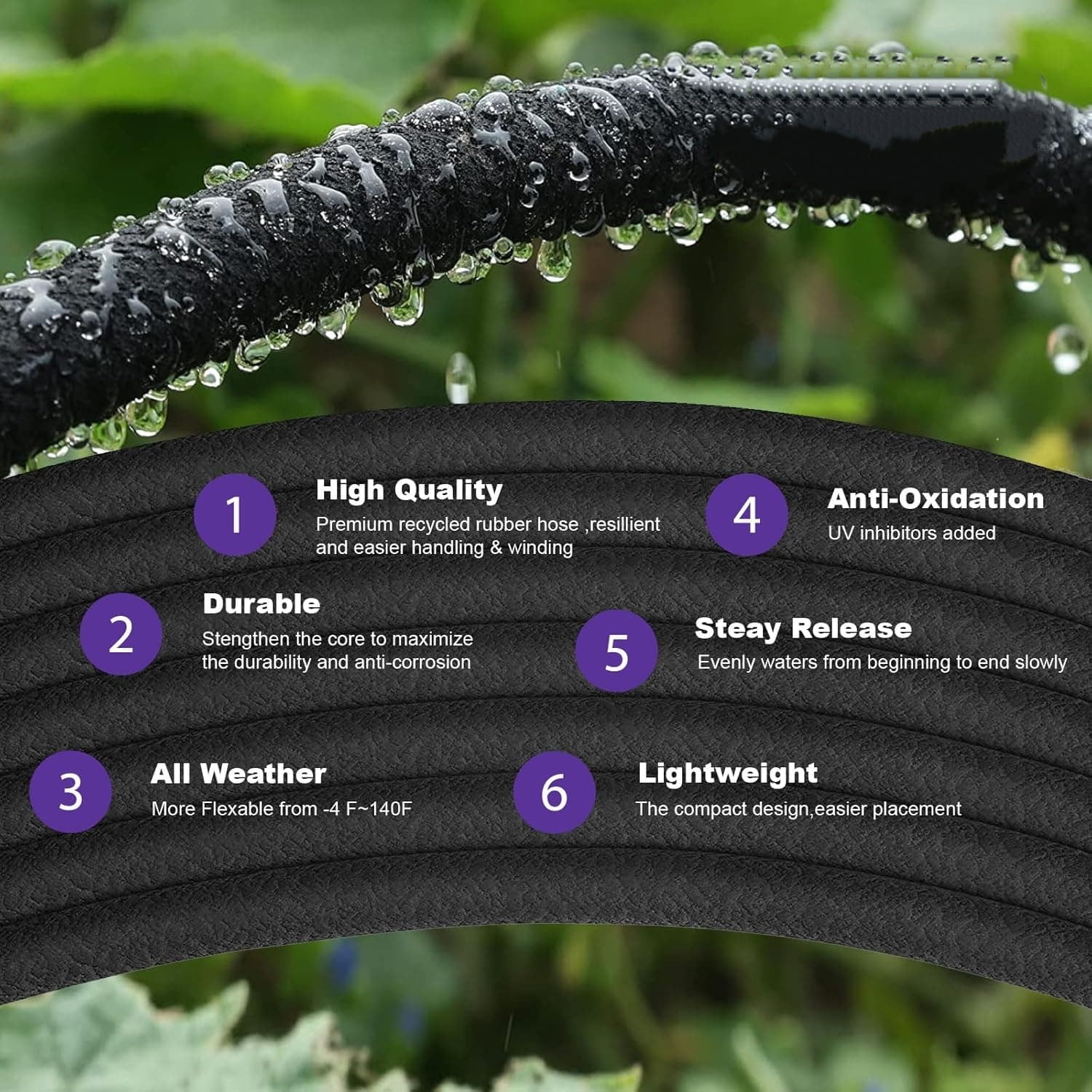 "Soaker Hose 150 FT,1/2 Inch Soaker Garden Hose with 3/4"" Solid Brass Connectors Save 80% Water Drip Irrigation Kit for Lawn/Yard Landscaping beds "