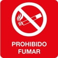 thumbnail image 1 of Señal prohibitiva: "No fumar en esta zona / Prohibido fumar" color roja. Plástico estireno calibre 40, resistente a exteriores, 20 x 20 cm. Señalamiento, Cartel, Letrero cuadrado, Señalización salud., 1 of 4