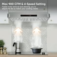 thumbnail image 4 of Tylza 30 inch 900 CFM Ducted Under Cabinet Range Hood,4 Speed Gesture Sensing&Touch Control Panel, 4 of 12