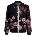 thumbnail image 3 of Womens Casual Jackets Zip Up Jacket Floral Print Coat Stand Collar Short Sports Zipper Outwear Womens Casual Hooded Jacket Light Jacket for Women Fashion Women Outfits Big Shoulder Jacket Casual, 3 of 4