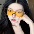 thumbnail image 3 of Night riding night vision Yellow sunglasses retro rimless one-piece riding glasses Windproof glasses UV protective sunglasses, 3 of 5
