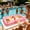 Pink, variant on Inflatable Ice Serving Buffet Bar with Drain Plug Swimming Pool Floating Serving Cooler for Party Picnic Camping Tray Drinks,Blue