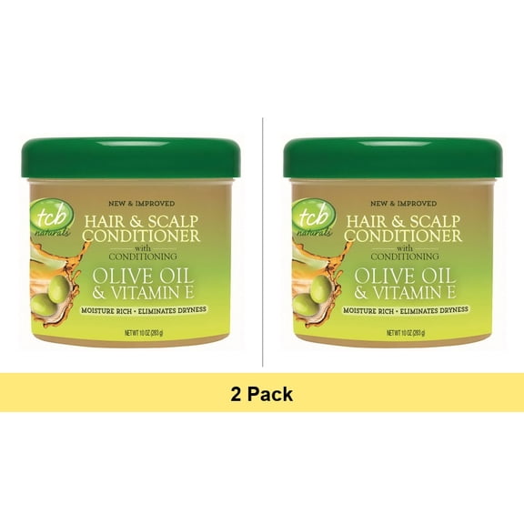 TCB Naturals Hair and Scalp Conditioner, Olive Oil & Vitamin E, 10 Oz - 2 Pack
